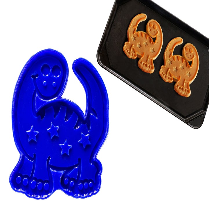 the blue dinosaur mold shaped like a small brontosaurus 