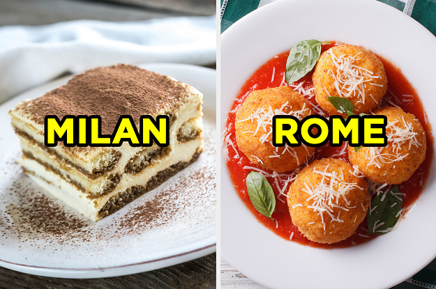 On the left, a slice of tiramisu labeled
