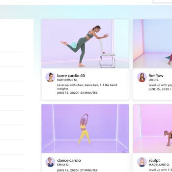 Screenshot of Obé Fitness' on-demand library with different on-demand express classes