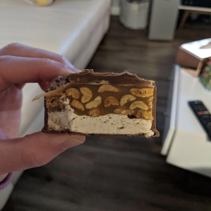 Close up of the inside of the giant Snickers 