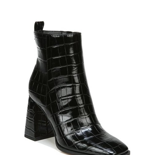 black faux animal print booties