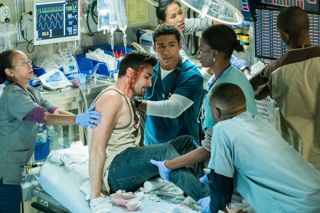 A scene from &quot;Code Black&quot; where Dr. Dixon is treating a patient in the ER