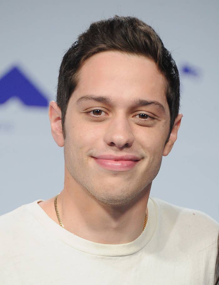 Pete Davidson arrives at the 2017 MTV Video Music Awards at The Forum.