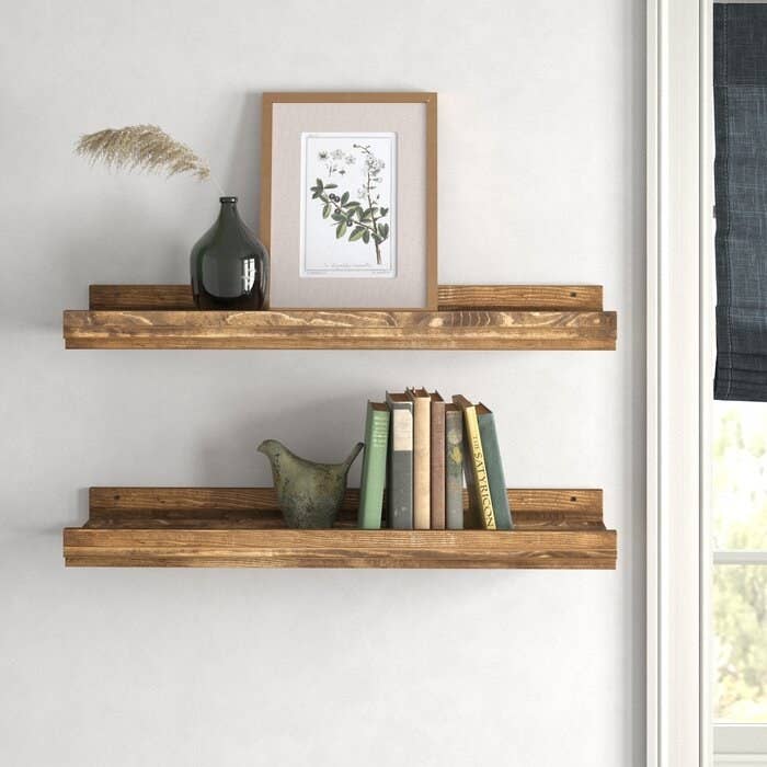 Walnut pine wood shelves