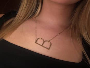 Amazon reviewer wearing B initial necklace