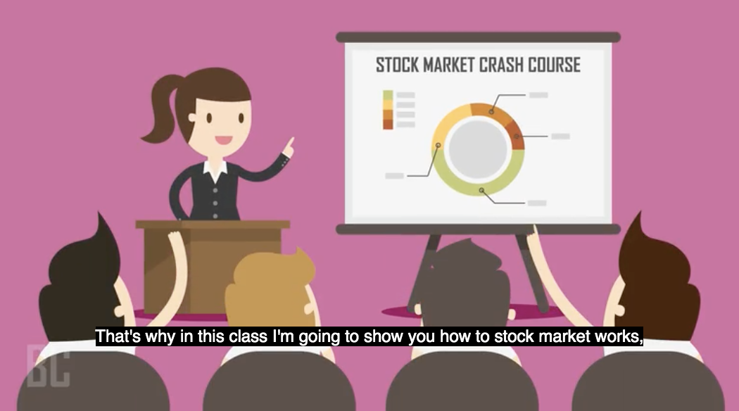 Screenshot from the class showing &quot;Stock market crash course&quot;