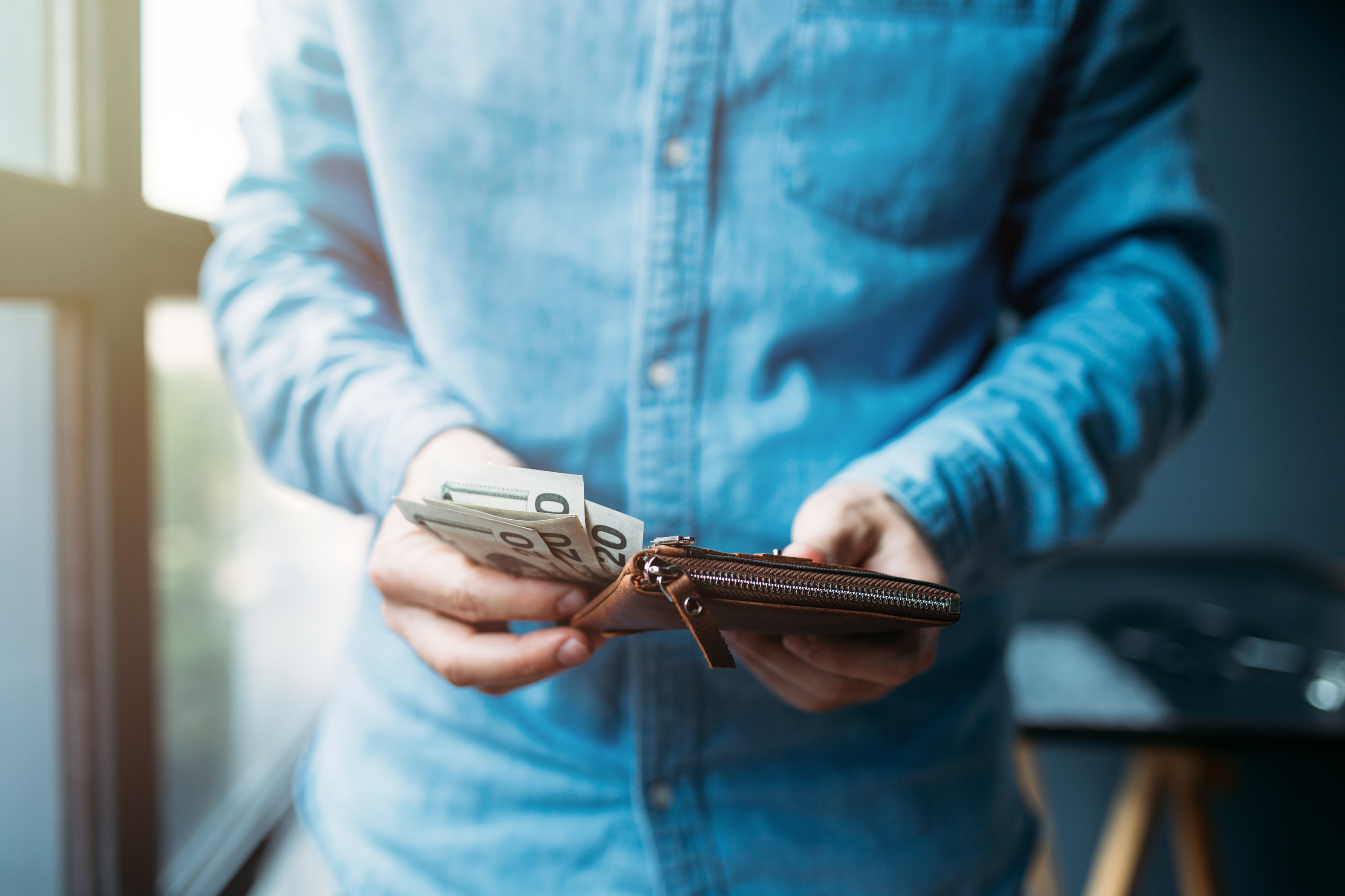 Man counting cash