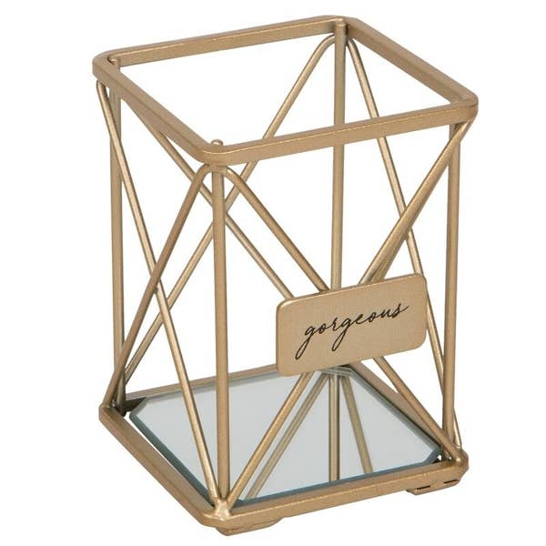 Gold makeup brush holder