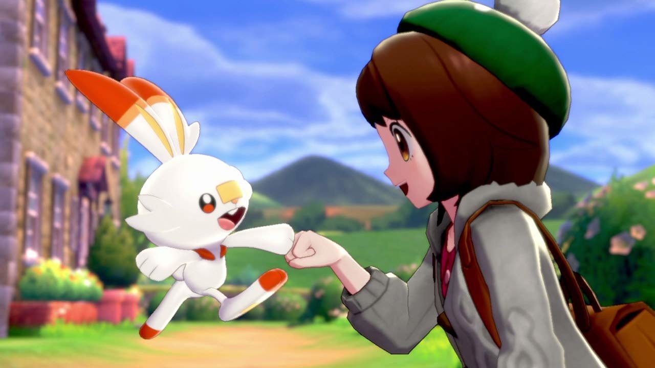 a character in a pokemon game fist bumping a pokemon