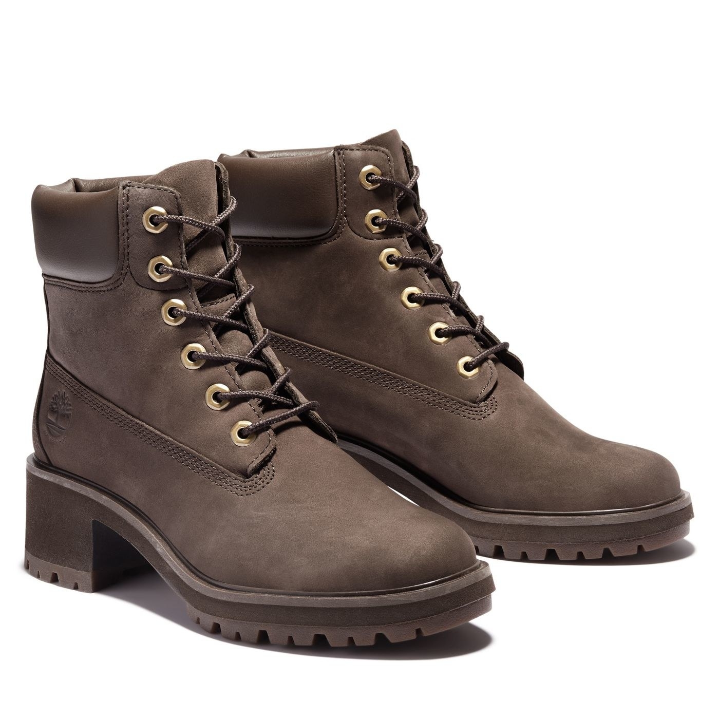 the heeled lace-up boot in dark brown