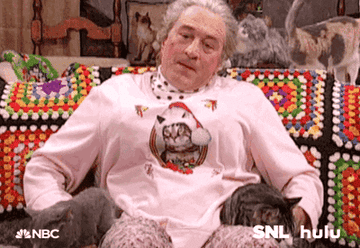 Gif of Robert De Niro playing a cat lady in a SNL skit