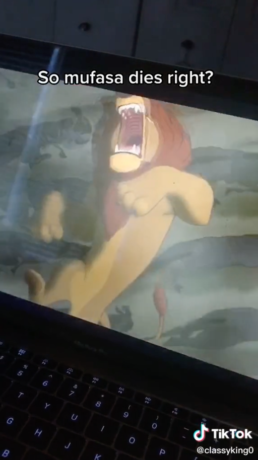 Mufasa yells as he plummets to the ground