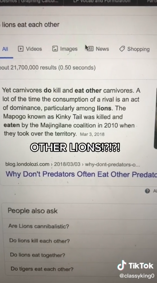 An internet source explaining that carnivores do kill and eat other carnivores