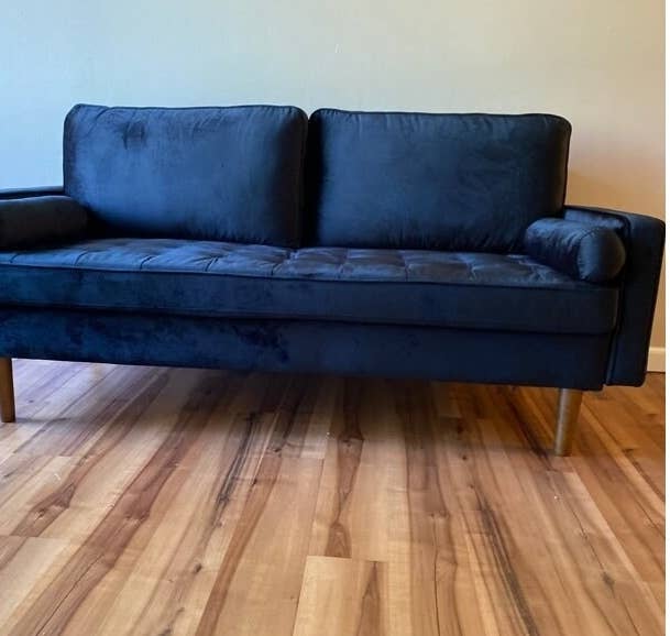 Review photo of the space blue velvet sofa