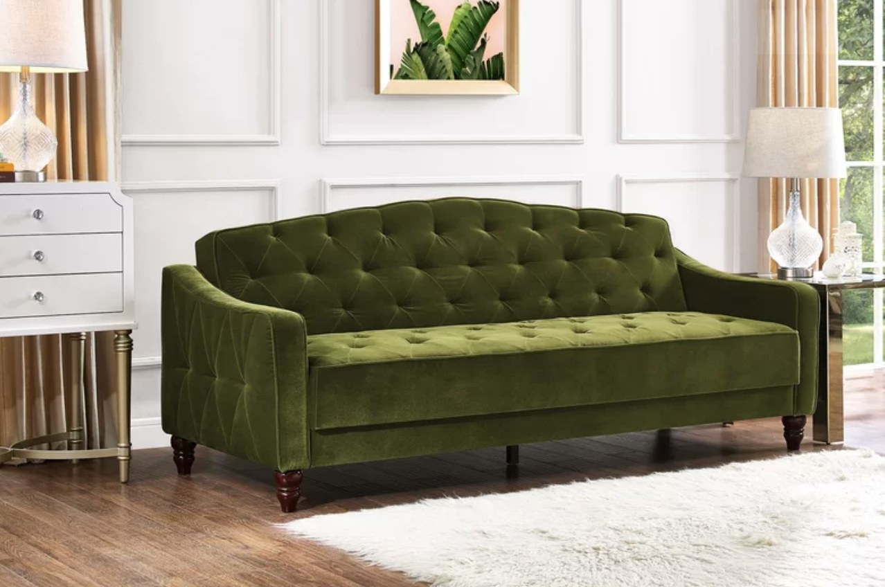 The velvet sofa