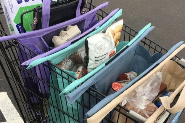 Reviewer's bags filled with groceries in cart