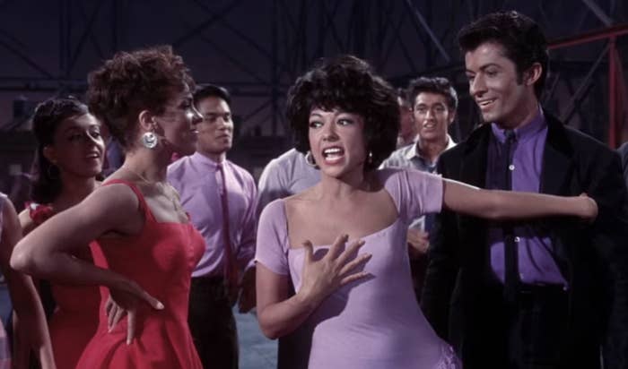 Rita Moreno in that iconic purple dress in &quot;West Side Story&quot;