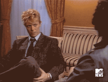 A GIF of David Bowie during his 1983 MTV interview