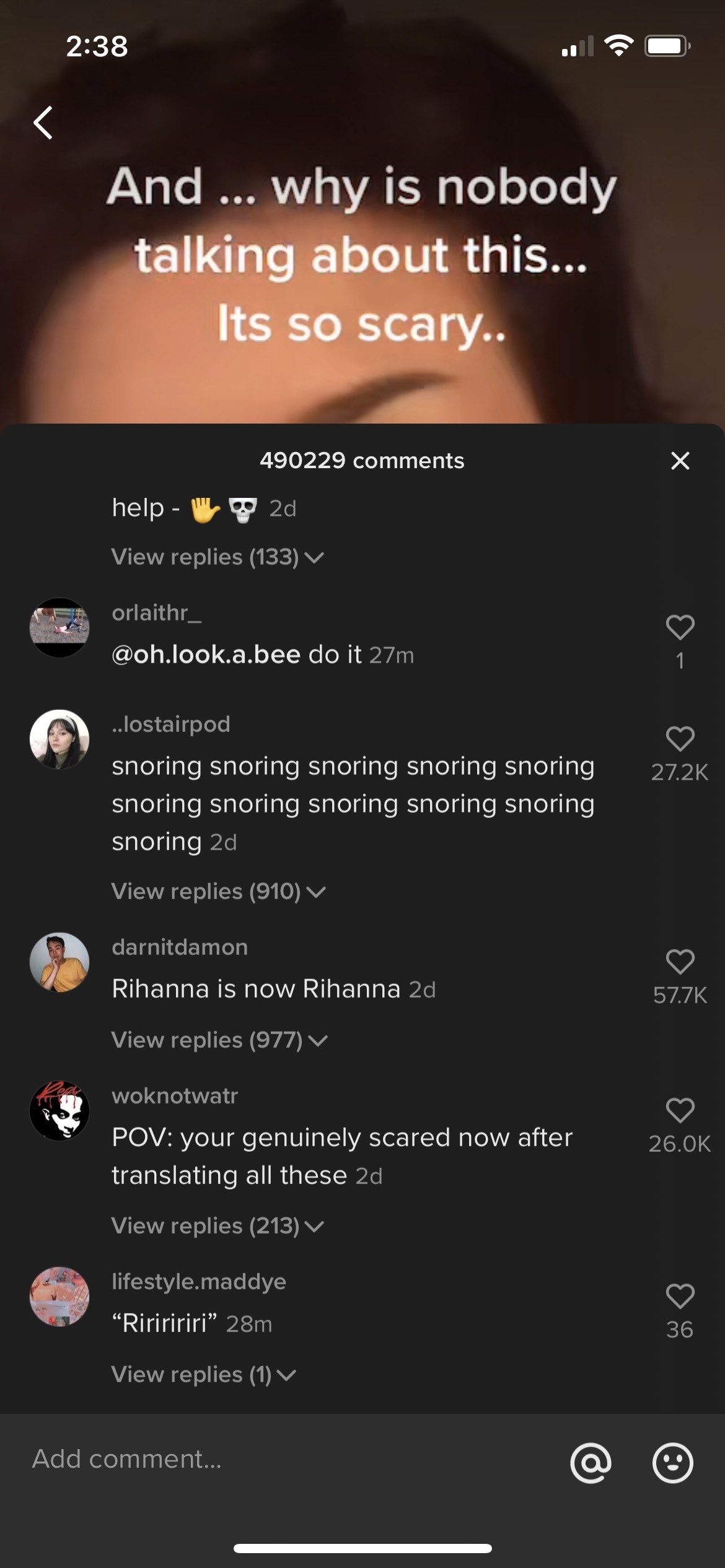 The translated versions, one of which just repeats the word &quot;snoring&quot; and the other says &quot;Rihanna is now Rihanna&quot;