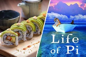 Sushi and "Life of Pi" book cover
