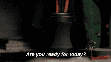 A fictional version of an Alexa or Echo device saying &quot;Are you ready for today?&quot;