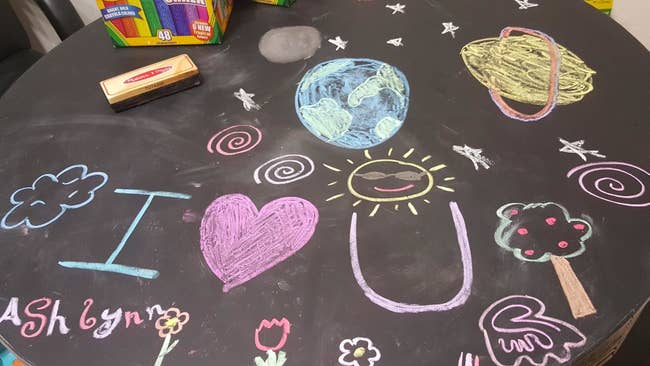 chalkboard array covered successful chalk drawings