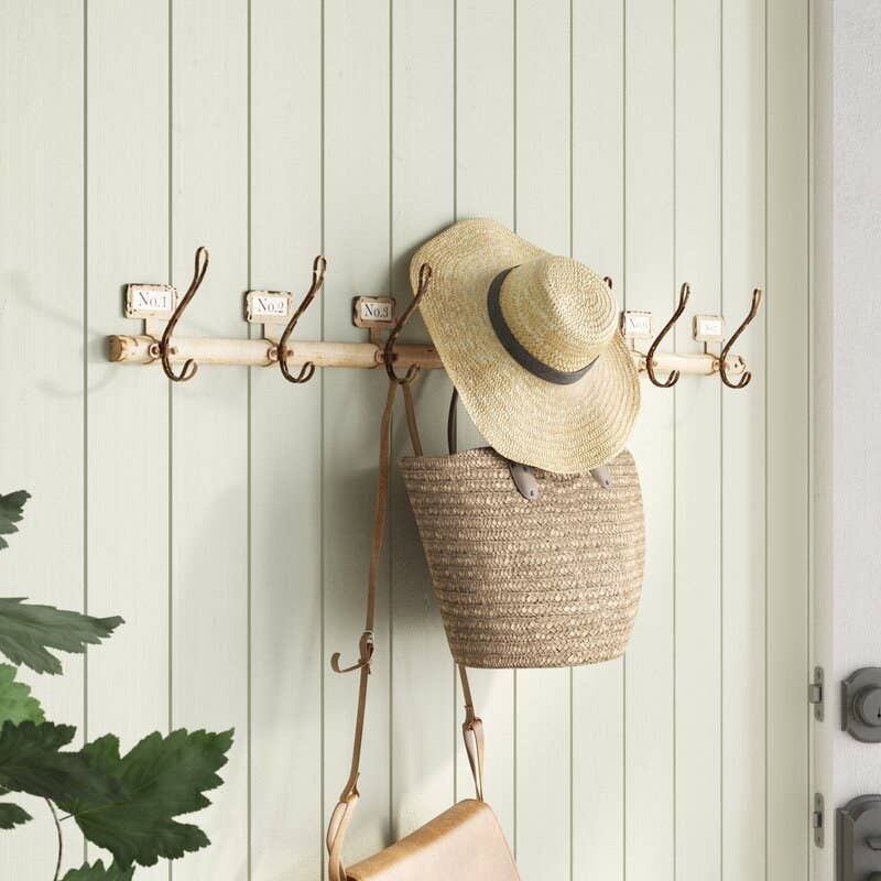 Amityville 6 - Hook Wall Mounted Coat Rack Beachcrest Home Color Pure White