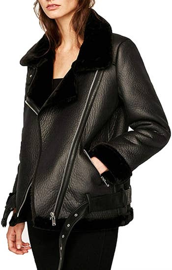 Model wearing black jacket