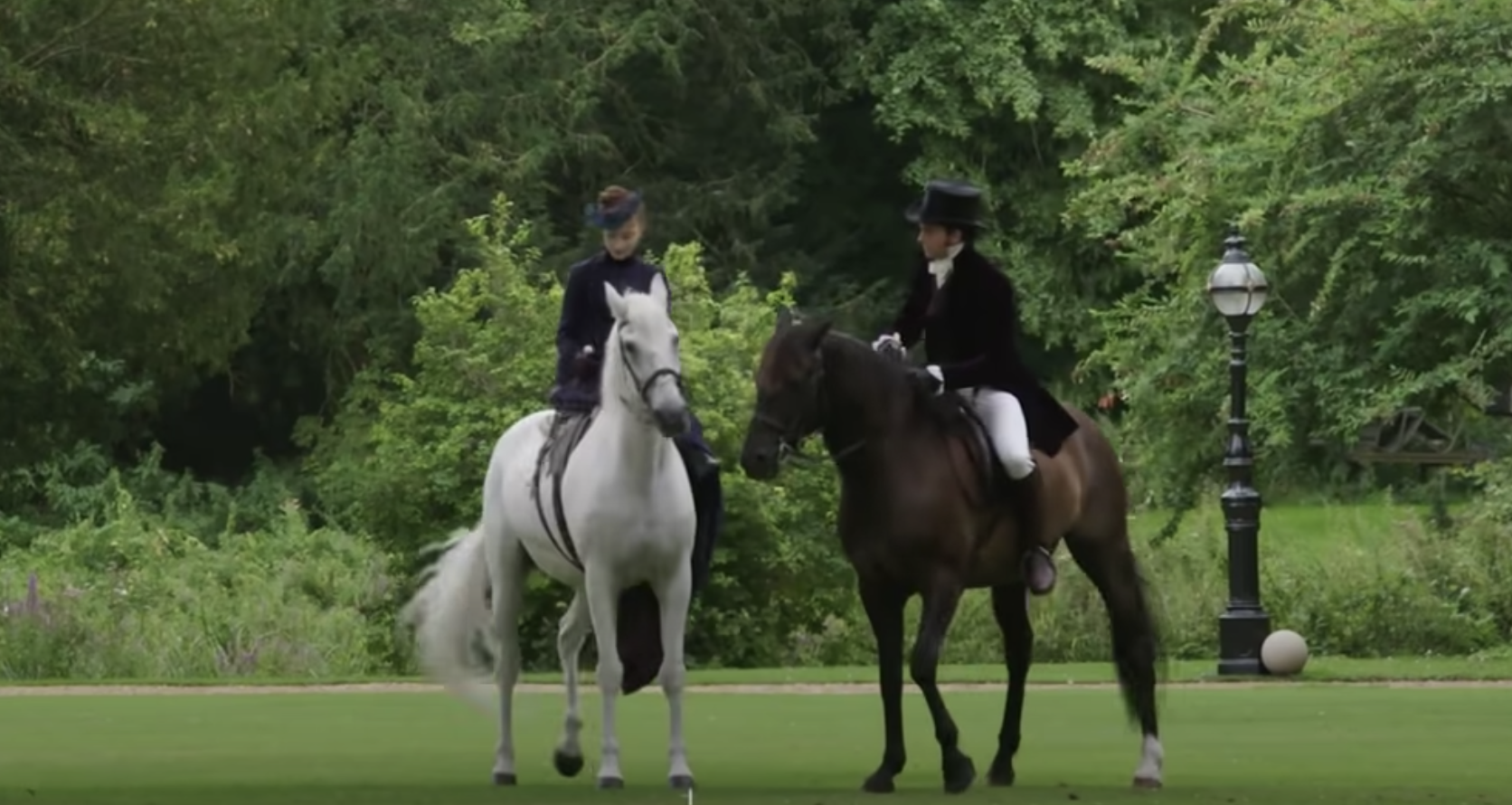 Anthony and Daphne riding horses