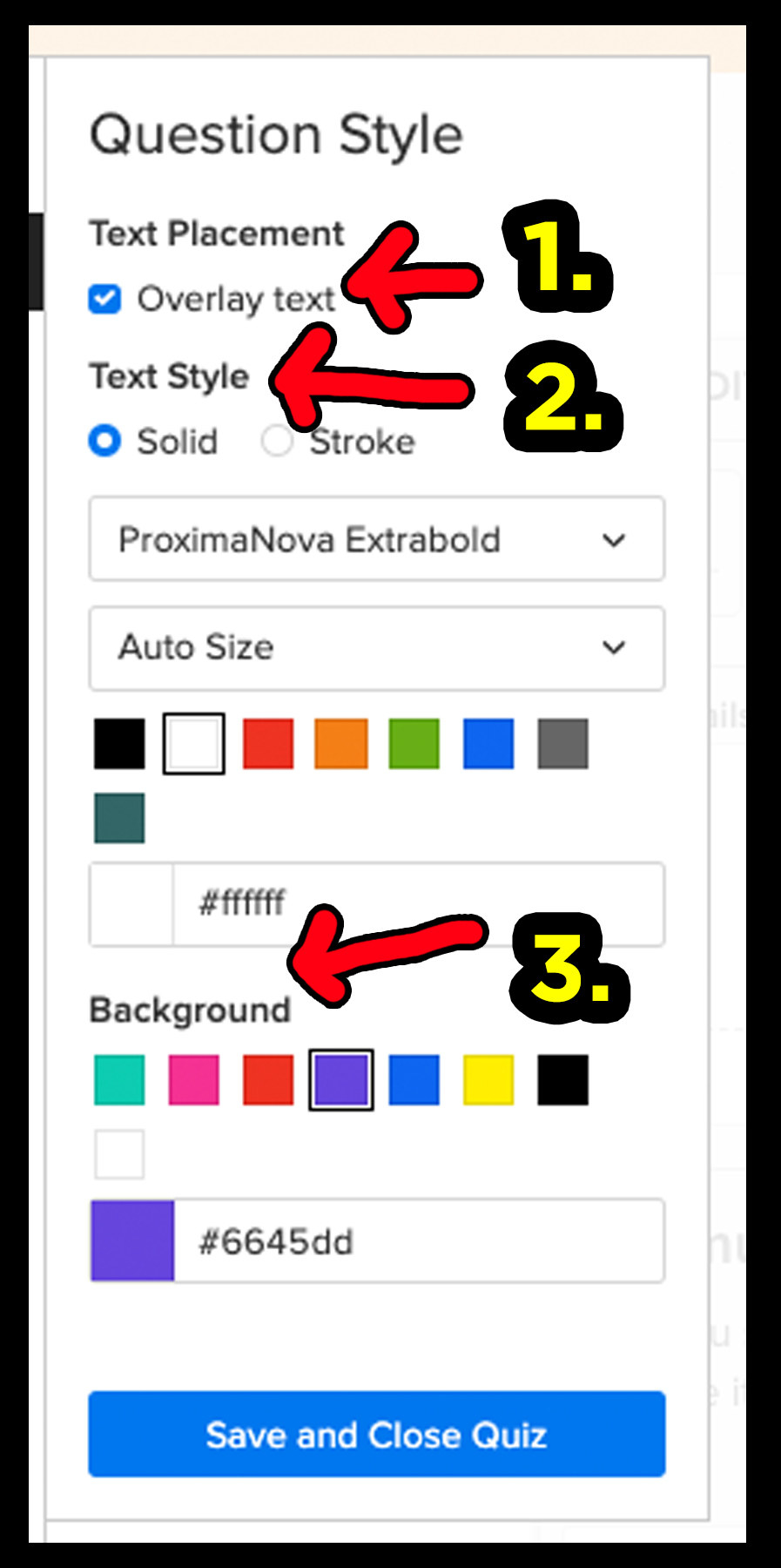 an image showing how to change colors in a buzzfeed poll quiz