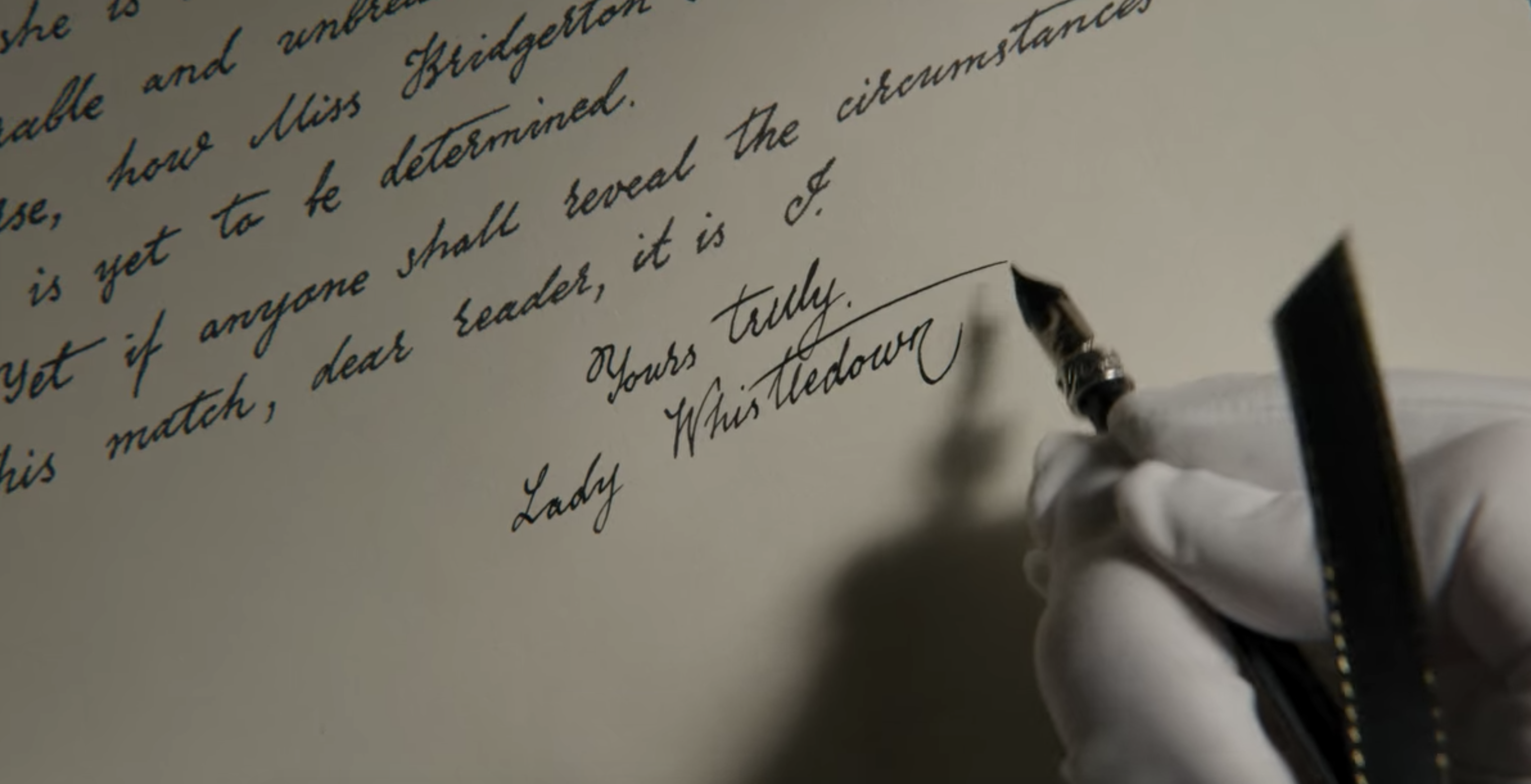 Lady Whistledown writing