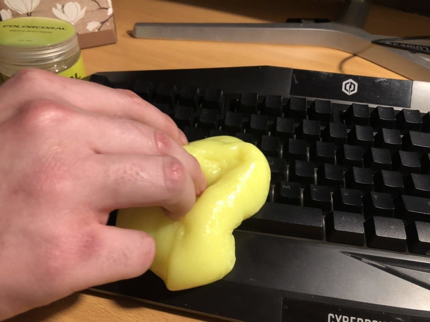A different reviewer using the cleaning gel on their computer keyboard