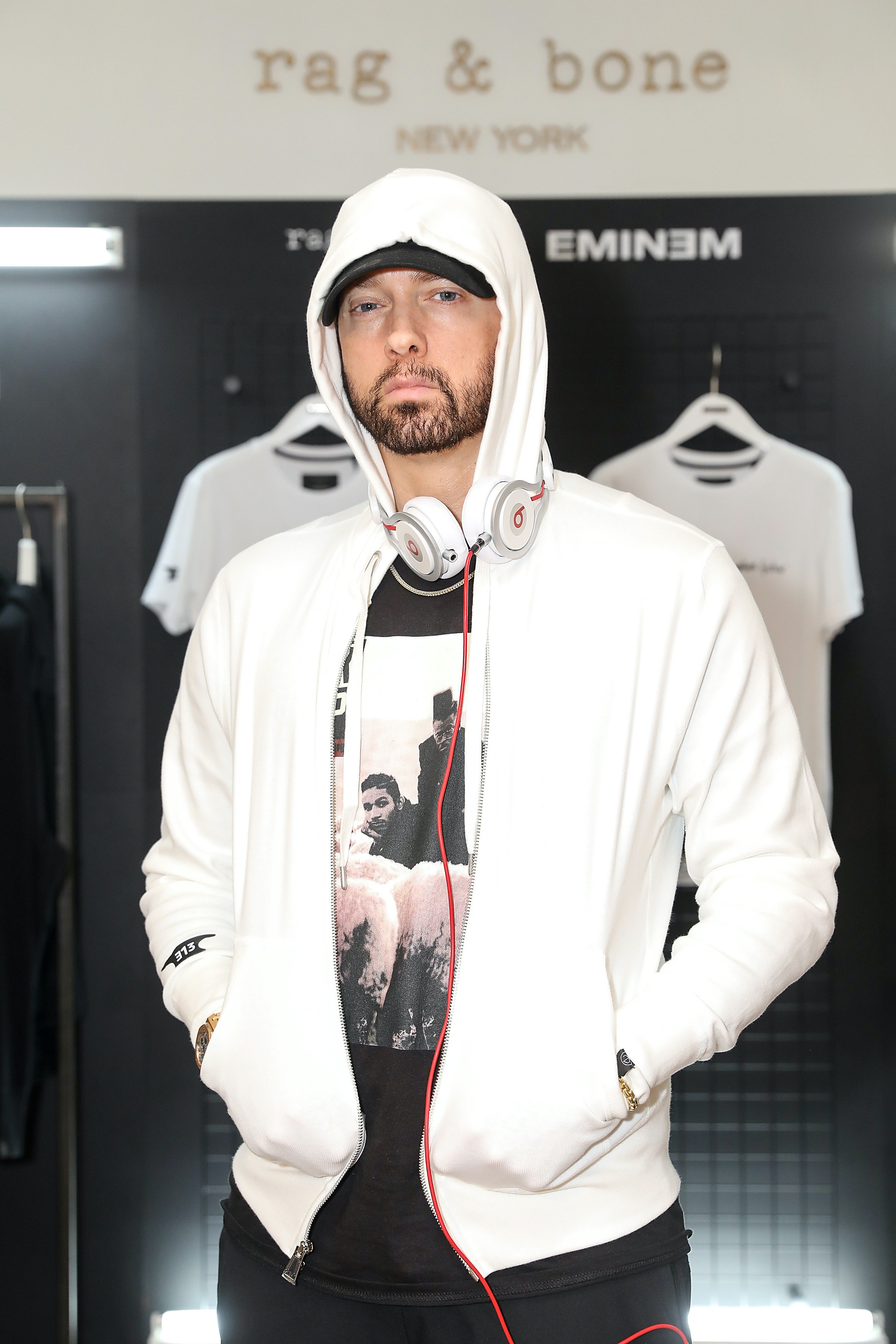 Eminem attends the rag &amp;amp; bone X Eminem London Pop-Up Opening on July 13, 2018 in London, England