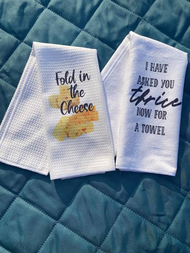 One towel that reads 