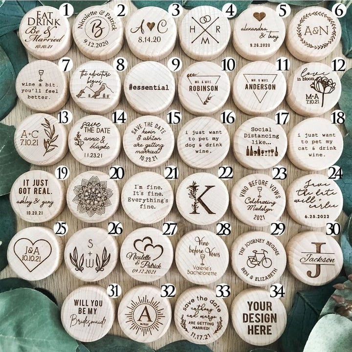 Wine bottle stoppers in a variety of available designs