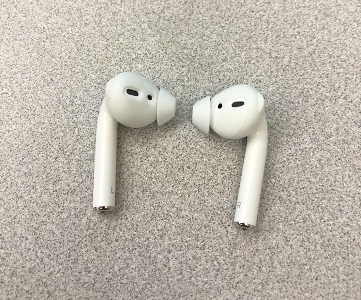 Amazon reviewer photo of AirPods with silicone ear tips