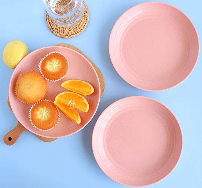 Pink dinner plates.