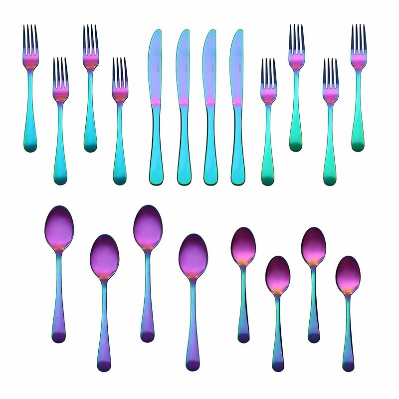 colorful iridescent flatware