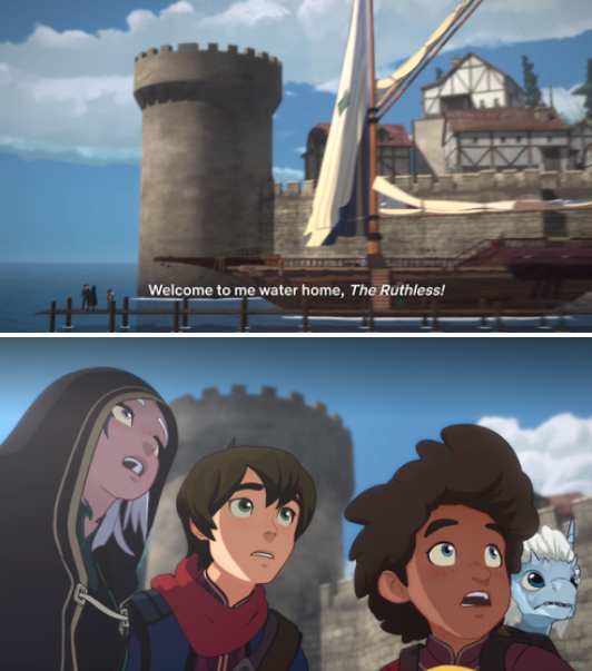 Everyone arriving to a new boat in "The Dragon Prince"