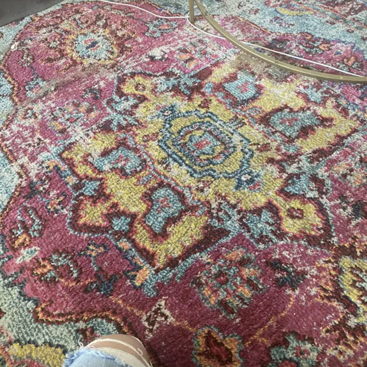 A carpet before it's cleaned 