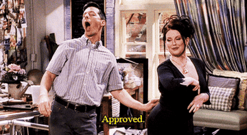 Megan Mullalley on Will and Grace pulling a credit card out of her bra while saying approved