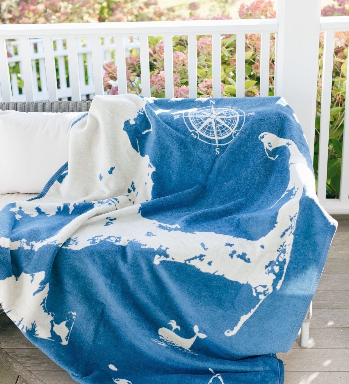 the blue blanket with Cape Cod design 
