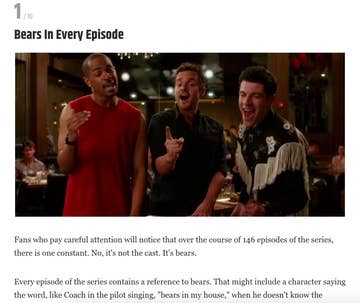The section of the article is called, &quot;Bears in Every Episode,&quot;