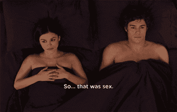 Seth and Summer laying naked and looking awkward in bed. Seth says &quot;So...that was sex.&quot;