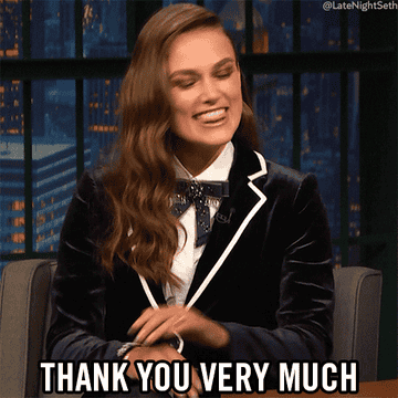 Keira Knightley on Seth Meyers saying &quot;thank you very much&quot;