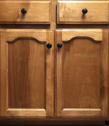 the same cabinets looking almost brand new after using the wood polish and conditioner