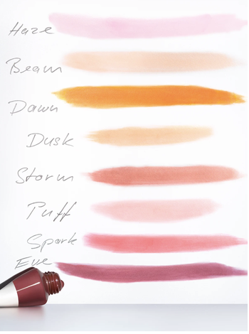 Streaks of all eight blush colors in purples, peaches, pinks, and gold 