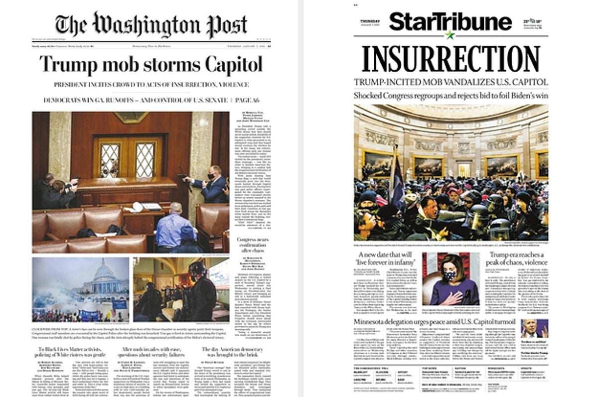 Newspapers Front Pages After Trump Mob Storms Capitol
