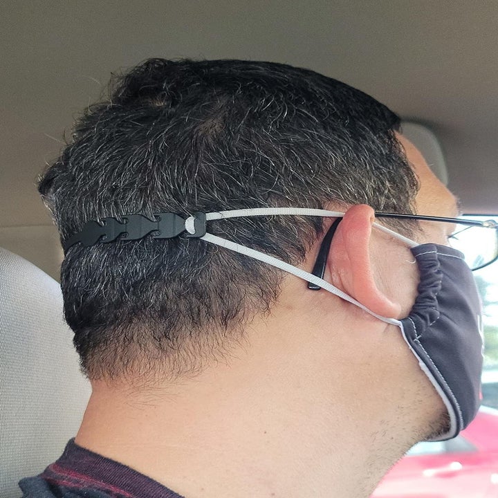 Amazon reviewer wearing ear strap extender