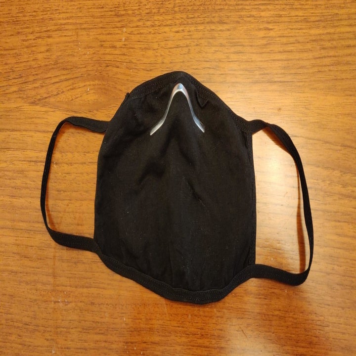 Amazon reviewer photo of face mask with nose wire attached